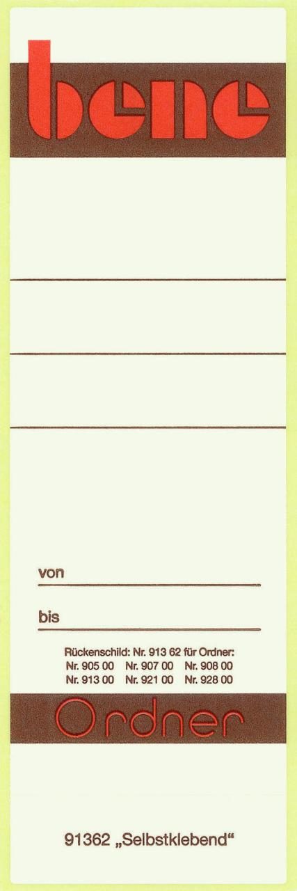 bene Ordneretiketten für 8 cm Rückenbreite 56,0 x 160,0 mm von Bene