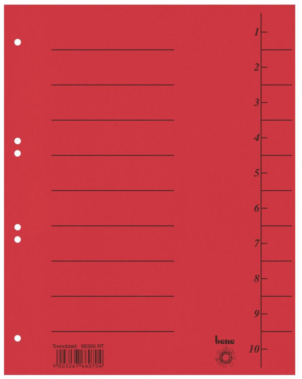 bene Trennblätter DIN A4 210 g/m² rot bene Trennblätter DIN A4 210 g/m² rot von Bene