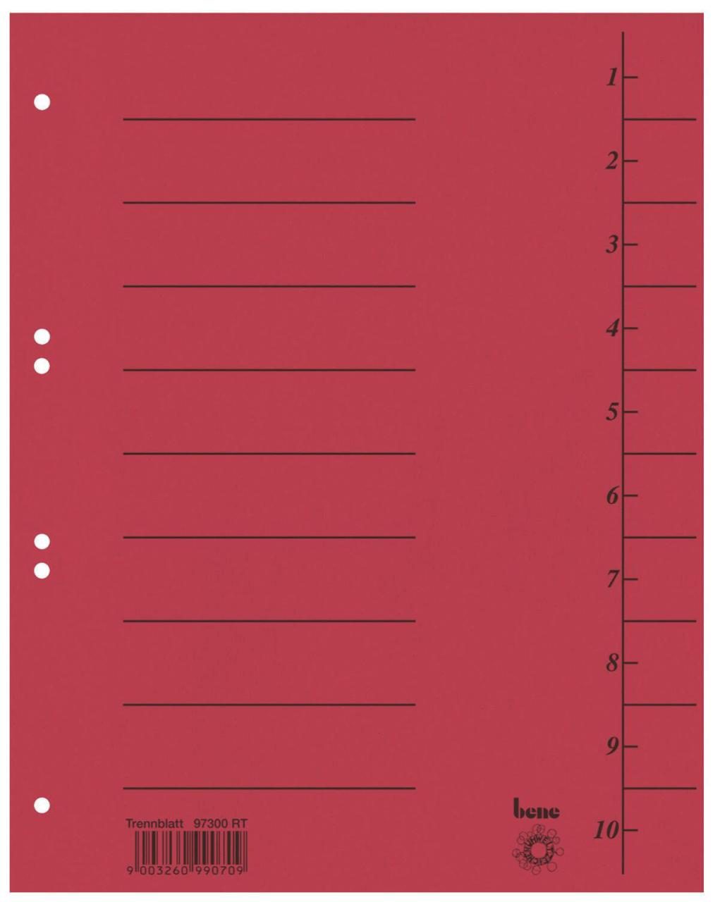 bene Trennblätter DIN A4 250 g/m² rot bene Trennblätter DIN A4 250 g/m² rot von Bene