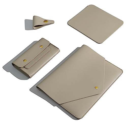 Benfan Laptop-Hülle kompatibel mit MacBook Air M2,13 cm (13 Zoll) MacBook Air M2,13 MacBook Pro M2, Surface Pro 3 4 5 6 7, Dell XPS 13 mit kleiner Tasche, Mauspad und Kabelhalter, Farbe Khaki von Benfan