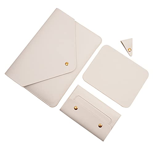 Benfan Laptophülle 33 cm (13 Zoll), kompatibel mit MacBook Air 13, MacBook Pro 13, Dell XPS 13 mit kleiner Tasche, Mauspad und Kabel-Organizer, Farbe Weiß von Benfan