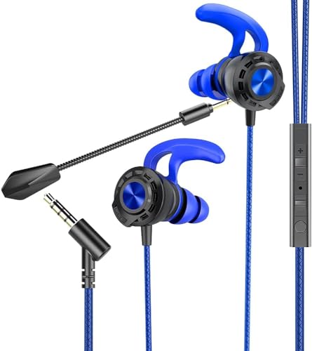 BENGOO G16 Gaming-Ohrstöpsel, Gaming-Headset in Ear, Gaming-Ohrhörer mit Dual-Mikrofon, Stummschalt- und Lautstärkeregler, Gaming-Kopfhörer für PC, Handy, PS4, 5, PlayStation, 3.5-mm-Klinkenstecker von Bengoo