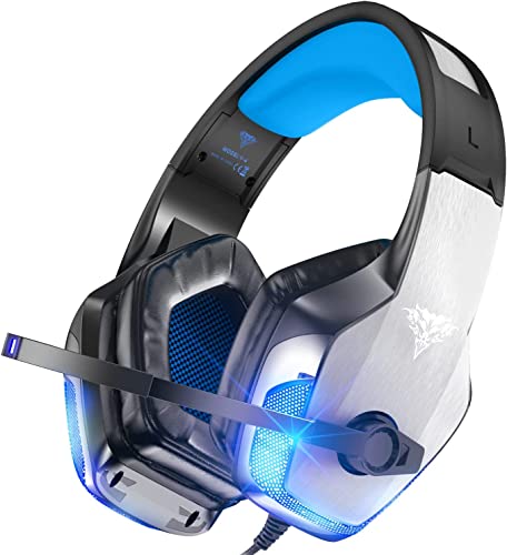 BENGOO Gaming Headset für Xbox One, PS4, PC, Controller, Noise Cancelling Over-Ear-Kopfhörer mit Mikrofon, LED Licht Bass Surround Soft Memory Earmuffs für PS2 Mac Nintendo Game Boy Advance Games von Bengoo