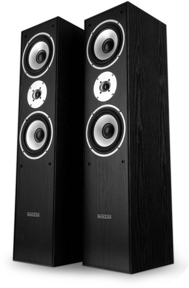 Bennett & Ross Radiant 3-Wege HiFi Boxen Paar, schwarz Stand-Lautsprecher (350 W, mit Bassreflex-Konstruktion, Maserung in Holzoptik) von Bennett & Ross