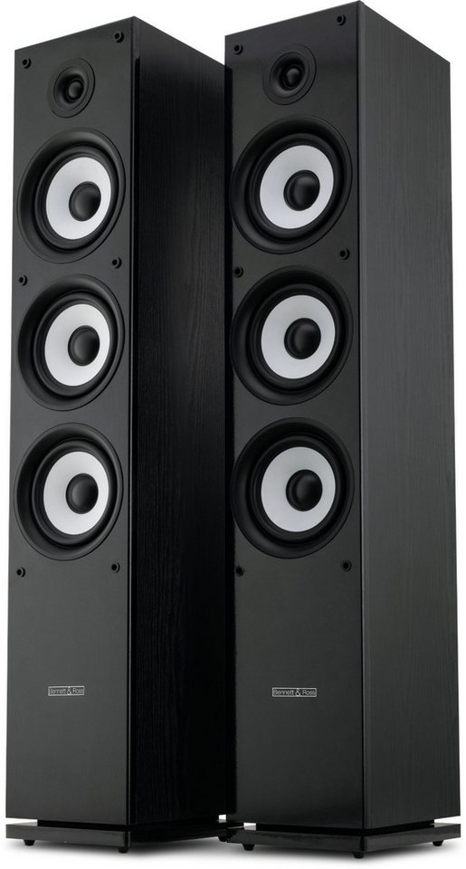 Bennett & Ross Ultrasphere 3-Wege HiFi Boxen Paar, schwarz Stand-Lautsprecher (400 W, mit Bassreflex-Konstruktion, Maserung in Holzoptik, schwarz) von Bennett & Ross