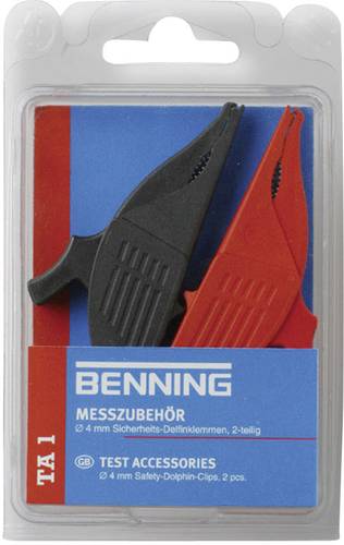 Benning TA 1 Sicherheits-Abgreifklemmen-Set Steckanschluss 4mm CAT III 1000V Rot, Schwarz von Benning