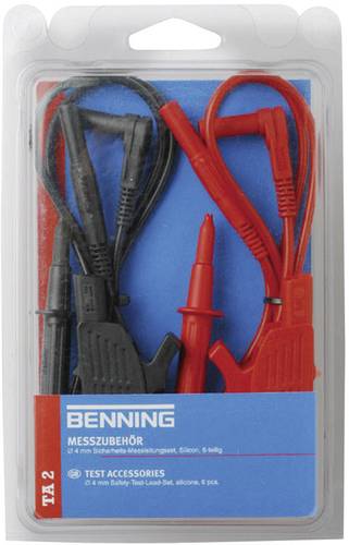 Benning TA 2 Sicherheits-Messleitungs-Set [Lamellenstecker 4mm - Lamellenstecker 4 mm] 1.00m Rot, Sc von Benning