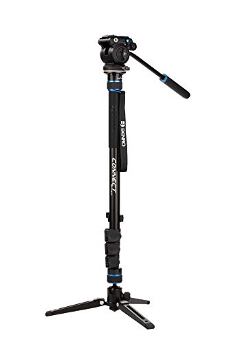 Benro Connect Video Monopod with S2 PRO Flat Base Fluid Video Head, Head Mounts to 3 Leg Base, 2.5kg Max, 3 Leg Folding Base w/Ball Lock, Flip Lock, Carrying Case von Benro