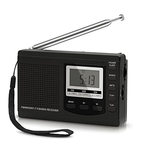 Tragbares Radio Taschenradio Klein AM FM Digitales Radio Pocket Transistor Stereo Radio mit Eingebauten Lautsprechern Digital Wecker und Sleep Timer, Batteriebetrieben von Benss