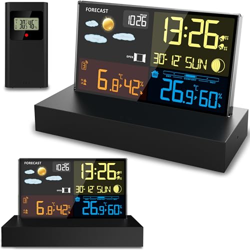 Berdsen Wetterstation Thermometer Innen Außen Kabellos Digital Hygrometer DCF Barometer Schwarz Berdsen Wetterstation Thermometer Innen Außen Kabellos Digital Hygrometer DCF Barometer Schwarz von Berdsen
