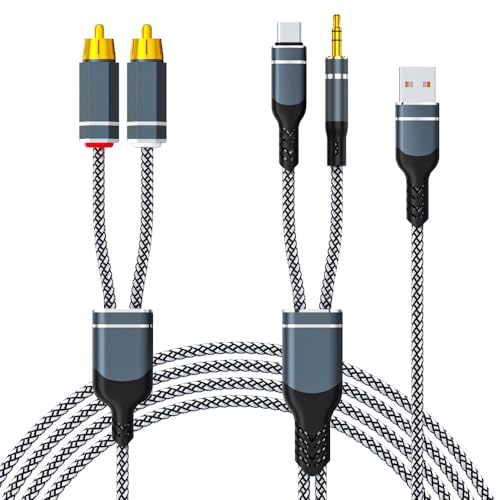 Berfea Cinch Kabel, USB C auf 2 Cinch AUX Audio Kabel, 3.5mm 1/8“ Klinke auf RCA Stecker Adapter Stereo, mit USB Ladefunktion für Auto/Lautsprecher/Verstärker/Subwoofer/Heimkino& HiFi, 2M Berfea Cinch Kabel, USB C auf 2 Cinch AUX Audio Kabel, 3.5mm 1/8“ Klinke auf RCA Stecker Adapter Stereo, mit USB Ladefunktion für Auto/Lautsprecher/Verstärker/Subwoofer/Heimkino& HiFi, 2M von Berfea