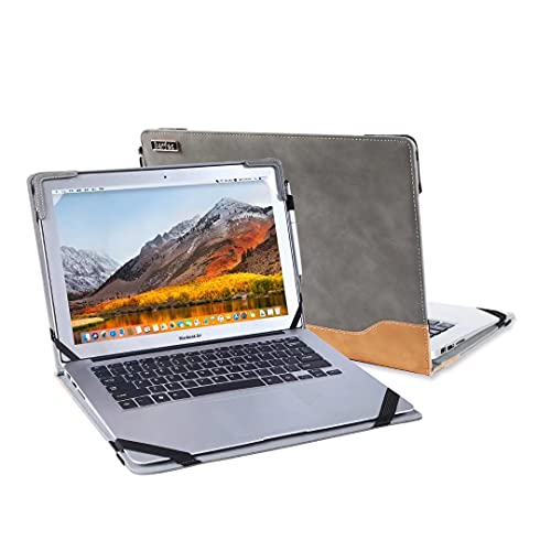 Berfea Laptop Hülle Schutzhülle Sleeve Tasche mit Standfunktion für Lenovo IdeaPad 5/5i 14 14ALC05 14ITL05 14ARE05, Slim 3i /5i 14, IdeaPad Slim 550/ 550i/570/360/370i 14 Zoll PC Notebook,Grau von Berfea