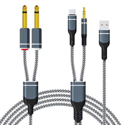 Berfea USB C auf 1/4 Zoll Audiokabel, 3,5mm TRS 1/8 Zoll Klinke auf Dual 6.35mm Male Stereo Aux Y Splitter Adapter, unterstützt das Aufladen, für Mischpult, Mixer, Verstärker, Lautsprecher, 2m Berfea USB C auf 1/4 Zoll Audiokabel, 3,5mm TRS 1/8 Zoll Klinke auf Dual 6.35mm Male Stereo Aux Y Splitter Adapter, unterstützt das Aufladen, für Mischpult, Mixer, Verstärker, Lautsprecher, 2m von Berfea