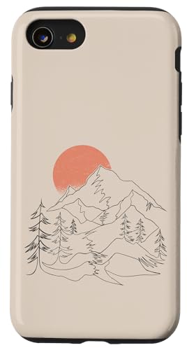 Hülle für iPhone SE (2020) / 7 / 8 Retro Berg Himmel und See Beige von Berge Designs & Geschenkideen