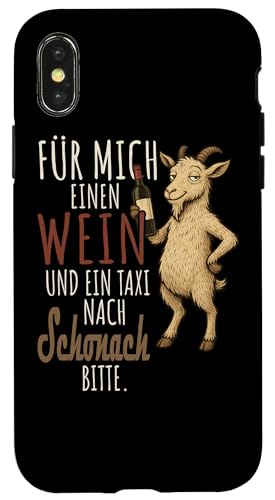 Ein Wein und ein Taxi nach Schonach Wandern Schwarzwald Hülle für iPhone X/XS von Bergliebe Shirt Wanderlust Hüttengaudi Schwarzwald