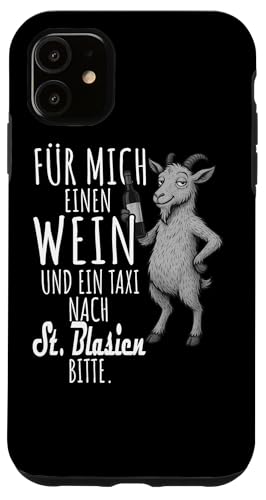 Ein Wein und ein Taxi nach St. Blasien Wandern Schwarzwald Hülle für iPhone 11 von Bergliebe Shirt Wanderlust Hüttengaudi Schwarzwald