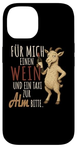 Ein Wein und ein Taxi zur Alm Wandern Alpen Hülle für iPhone 14 von Bergliebe Shirt Wanderlust Hüttengaudi Schwarzwald