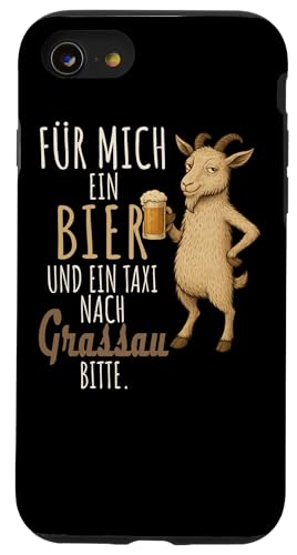 Ein Wein und ein Taxi nach Grassau Wanderlust Berge Hülle für iPhone SE (2020) / 7 / 8 von Bergliebe Shirt Wanderlust Hüttengaudi Wandern