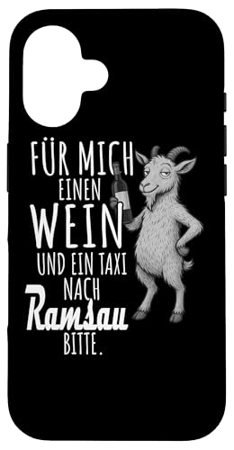 Ein Wein und ein Taxi nach Ramsau Wandern Bayerische Wald Hülle für iPhone 16 Ein Wein und ein Taxi nach Ramsau Wandern Bayerische Wald Hülle für iPhone 16 von Bergliebe Shirt Wanderlust Hüttengaudi Wandern