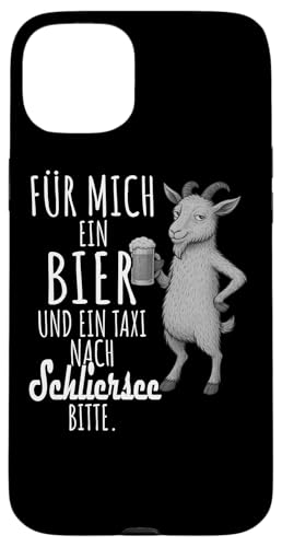 Ein Wein und ein Taxi nach Schliersee Wanderlust Berge Hülle für iPhone 15 Plus von Bergliebe Shirt Wanderlust Hüttengaudi Wandern