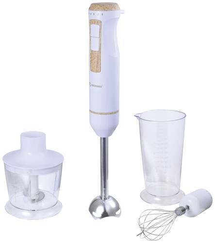 Bergner Stabmixer 800W mit Messbecher, mit Zerkleinereraufsatz Weiß, Holz von Bergner