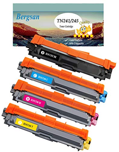 Bergsan 4 Toner XL kompatibel mit Brother TN-241 TN-245 für Brother DCP-9015CDW, DCP-9020CDW, MFC-9140CDN, MFC-9330CDW, MFC-9340CDW, HL-3140CW, HL-3150CDW, HL-3170CDW von Bergsan