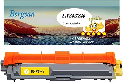 Bergsan Gelb Yellow Toner Kompatibel mit Brother TN242 TN246 TN-241 TN-245 für Brother MFC-9332CDW MFC-9142CDN DCP-9022CDW DCP-9020CDW DCP-9017CDW HL-3142CW HL-3152CDW MFC-9140CDN von Bergsan