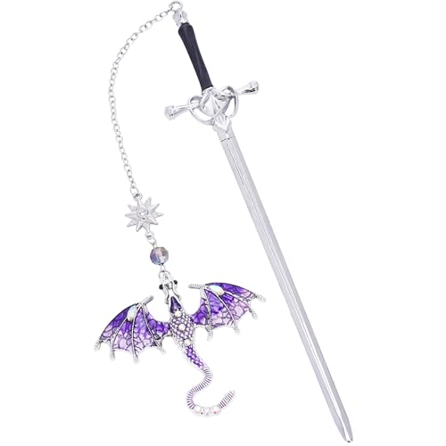 Berirexrion Fantasy Lesezeichen mit viertem Flügel, cooles Sward-Drachen-Lesezeichen, einzigartiges Vintage-Stil, Quaste, Metallanhänger, antikes Silber, Lila, Seitenmarkierer, Leseliebhaber, Damen, Berirexrion Fantasy Lesezeichen mit viertem Flügel, cooles Sward-Drachen-Lesezeichen, einzigartiges Vintage-Stil, Quaste, Metallanhänger, antikes Silber, Lila, Seitenmarkierer, Leseliebhaber, Damen, von Berirexrion