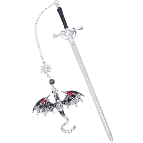 Berirexrion Lesezeichen mit Drachen-Motiv "Vierter Flügel", Fantasie-Lesezeichen, Vintage-Stil, Quaste, Metallanhänger, antikes Silber, Grau, inspirierende Lesezeichen, Leseschul, Schreibwaren Berirexrion Lesezeichen mit Drachen-Motiv "Vierter Flügel", Fantasie-Lesezeichen, Vintage-Stil, Quaste, Metallanhänger, antikes Silber, Grau, inspirierende Lesezeichen, Leseschul, Schreibwaren von Berirexrion