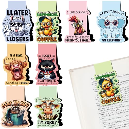Berirexrion Lustige, sarkastische magnetische Lesezeichen – 8 Stück, einzigartige Sarkasmus-Seitenmarkierungen, Geschenke, Lesegeräte, Frauen, Männer, coole Tiere, Magnete, Merch, Buchleser Berirexrion Lustige, sarkastische magnetische Lesezeichen – 8 Stück, einzigartige Sarkasmus-Seitenmarkierungen, Geschenke, Lesegeräte, Frauen, Männer, coole Tiere, Magnete, Merch, Buchleser von Berirexrion