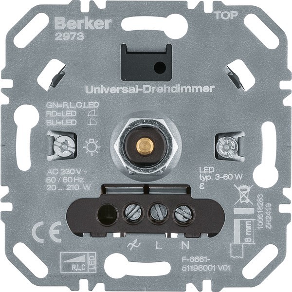 Berker Uni-Drehdimmer (R,L,C,LED) 2973 von Berker