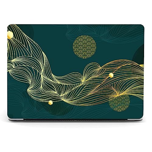 Berkin Arts Hülle für 15" Microsoft Surface Laptop 5/4/3, 2022, 2021, 2019 Metalltastatur Modell 1872/1873/1953/1979 Abstrakt Goldene Linie Luxuriöse Drucke mit Tastaturschutz & Displayschutz von Berkin Arts