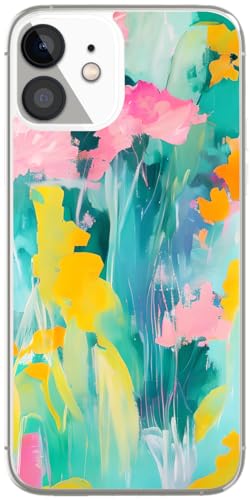 Berkin Arts Klar Magsafe Hülle Kompatibel mit iPhone 12/ iPhone 12 Pro mit Blumen Blumen Design Durchsichtig Schützender Stoßfänger Abstrakter Expressionismus von Berkin Arts