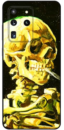 Berkin Arts Kompatibel mit Samsung Galaxy S20 Ultra Hülle Silikon Handyhülle Post-Impressionismus (Vincent Van Gogh-Totenkopf mit Zigarette) von Berkin Arts