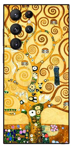 Berkin Arts Kompatibel mit Samsung Galaxy S22 Ultra Hülle Silikon Handyhülle Khaki Aesthetic Fancy Blooming (Gustav Klimt-Baum des Lebens) von Berkin Arts