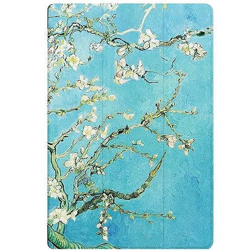 Berkin Arts Kompatibel mit Samsung Galaxy Tab A8 Hülle 10.5 Zoll Modell SM-X200/X205/X207 Hülle Premium-Lederbezug Cloisonnismus Grün Blume Blumen (Van Gogh-Mandelblüte) von Berkin Arts