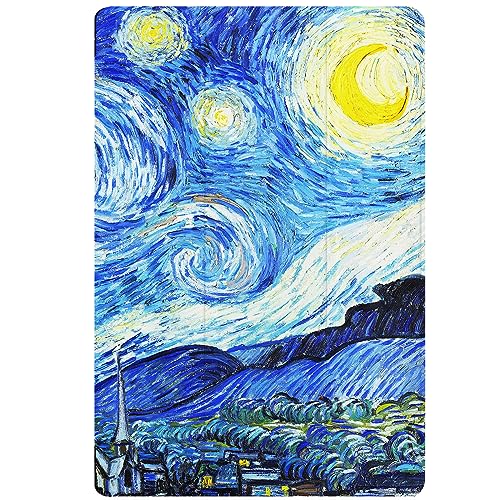 Berkin Arts Kompatibel mit Samsung Galaxy Tab A8 Hülle 10.5 Zoll Modell SM-X200/X205/X207 Hülle Premium-Lederbezug Post-Impressionismus Blau Leicht (Van Gogh-Die sternenklare Nacht) von Berkin Arts