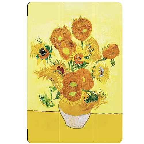 Berkin Arts Kompatibel mit Samsung Galaxy Tab A8 Hülle 10.5 Zoll Modell SM-X200/X205/X207 Hülle Premium-Lederbezug Post-Impressionismus Gelbe Blumen (Van Gogh-Sonnenblume) von Berkin Arts