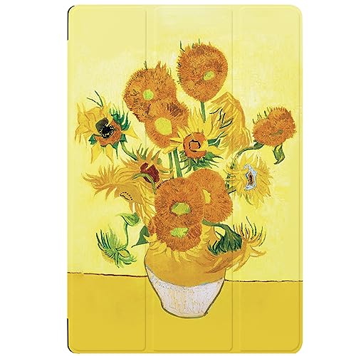 Berkin Arts Kompatibel mit Samsung Galaxy Tab S8 Plus/ S7 FE/ S7 Plus Hülle 12.4 Zoll Hülle Premium-Lederbezug Post-Impressionismus Gelbe Blumen (Van Gogh-Sonnenblume) von Berkin Arts