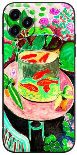Berkin Arts Kompatible iPhone 11 Pro Hülle Silikon Cover mit Displayschutzfolie Koi-Fisch-Wasserlilien-Botanik (Henri Matisse-Goldfisch) von Berkin Arts