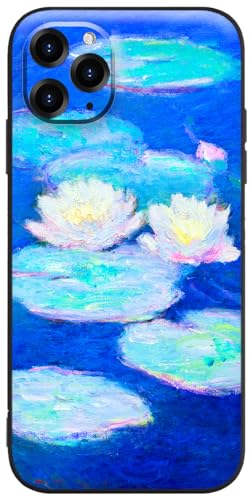 Berkin Arts Kompatible iPhone 11 Pro Max Hülle Silikon Cover mit Displayschutzfolie Impressionismus bunter Pastos-Pinsel (Claude Monet-Seerosen) von Berkin Arts