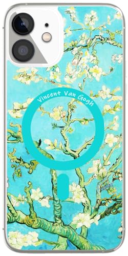 Berkin Arts Kompatible iPhone 12 Pro Hülle/iPhone 12 Hülle Klar Transparent Cover [Kompatibel mit MagSafe], Postimpressionistische Blume (Vincent Van Gogh-Mandelblüte) von Berkin Arts