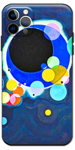 Berkin Arts Kompatible iPhone 12 Pro Hülle Silikon Cover mit Displayschutzfolie Farbfeld bunter Moongate (Wassily Kandinsky-Mehrere Kreise) von Berkin Arts