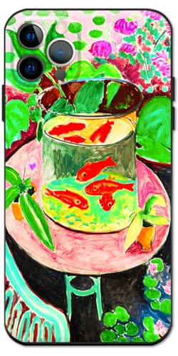 Berkin Arts Kompatible iPhone 12 Pro Max Hülle Silikon Cover mit Displayschutzfolie Koi-Fisch-Wasserlilien-Botanik (Henri Matisse-Goldfisch) von Berkin Arts
