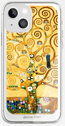 Berkin Arts Kompatible iPhone 13 Mini Hülle Klares Transparentes TPU Cover Khaki ästhetisches schickes Blühen (Gustav Klimt-Baum des Lebens) von Berkin Arts