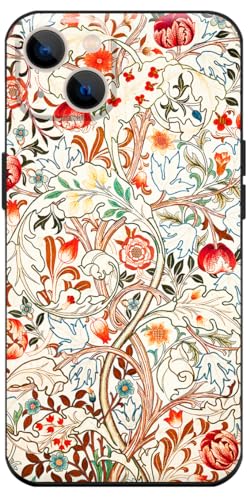 Berkin Arts Kompatible iPhone 13 Mini Hülle Silikon Cover mit Displayschutzfolie Rosa Filigrane ornamentale Verzierungen (William Morris-Akanthus) von Berkin Arts