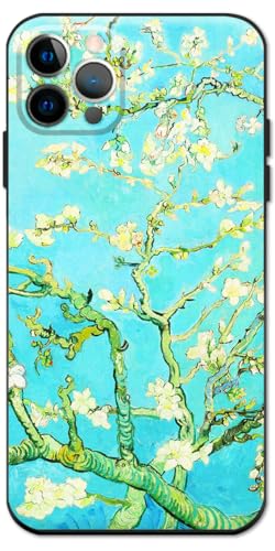 Berkin Arts Kompatible iPhone 13 Pro Hülle Silikon Cover mit Displayschutzfolie Postimpressionistische Blume (Vincent Van Gogh-Mandelblüte) von Berkin Arts