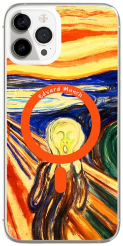 Berkin Arts Kompatible iPhone 13 Pro Max Hülle Klar Transparent Cover [Kompatibel mit MagSafe], Schock-Kunst abstraktes Gemälde (Edvard Munch-Der Schrei) von Berkin Arts