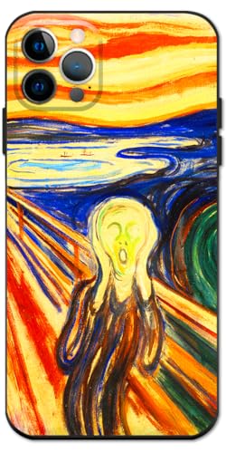 Berkin Arts Kompatible iPhone 14 Pro Hülle Silikon Cover mit Displayschutzfolie Schock-Kunst abstraktes Gemälde (Edvard Munch-Der Schrei) von Berkin Arts
