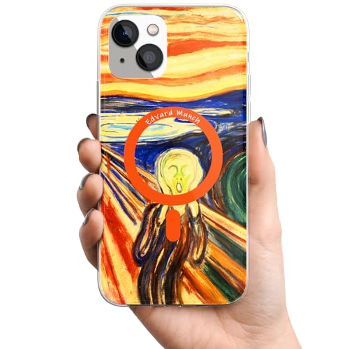 Berkin Arts Kompatible iPhone 15 Hülle Klar Transparent Cover [Kompatibel mit MagSafe], Schock-Kunst abstraktes Gemälde (Edvard Munch-Der Schrei) von Berkin Arts